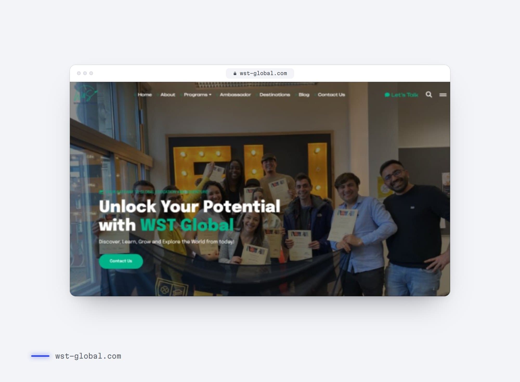 WST Global website in a browser: Unlock your potential with WST Global